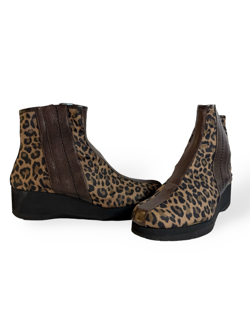 Thierry Rabotin Leopard Print Wedge Ankle Boots - Brown/Tan